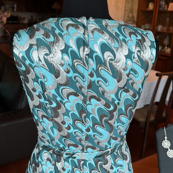 RARE Vintage 1960’s Mod Size 4 Dress & Jacket Silver Blue Lame Brocade - Picture 8 of 15